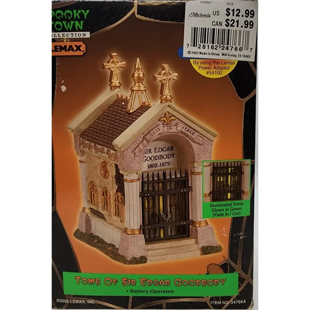 Lemax Spooky Town 24766A Tomb Of Sir Edgar Goodbody House Figure 2002 Lights Up